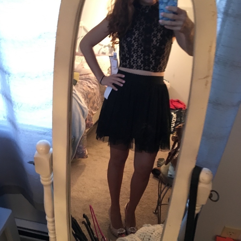 Lace crop top and skirt set